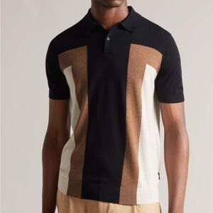 Men's Black and Brown Polo Shirt